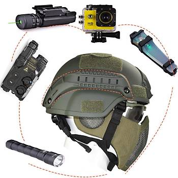 US MICH 2000 TAKTİK KASK 3 LÜ SET YEŞİL