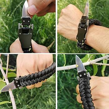 Paracord Knife Bracelet Bıçak Bileklik Black