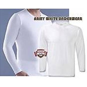 ARMY UNDERWEAR UZUN KOLLU BEYAZ TSHİRT