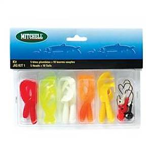 MITCHELL JIG KIT 1 (5 JIGHEADS + 10 TAILS)
