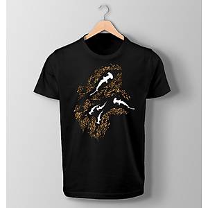 SHARK  BASKILI S�YAH T-SHIRT