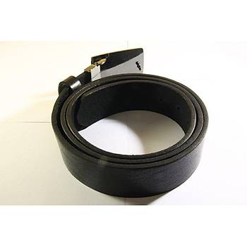 Siyah Deri Kemer-Desenli D2 Toka