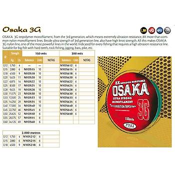 YUKI OSAKA 8X 3G MONOFILAMENT 150 MT. 0,18 MM.