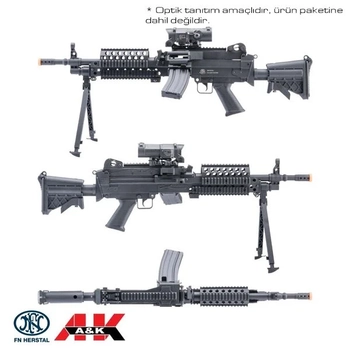AK FN Lisansl MK46 ''Featherweight'' AG Airsoft Makinal Tfek Siyah