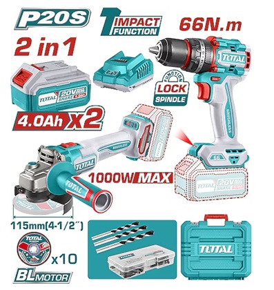 TOTAL TCKLI20273E MATKAP TAŞLAMA SET 2*4 AH