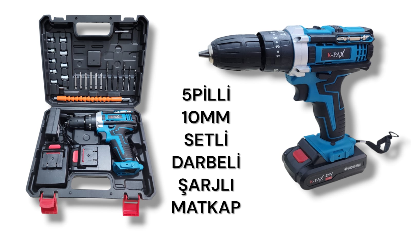 K-PAX 10MM DARBELİ AKÜLÜ MATKAP 5 PİLLİ