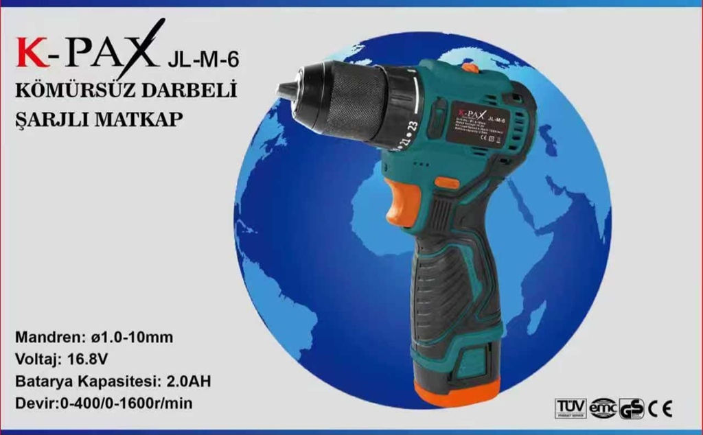 K-PAX JL-M-6 10MM KÖMÜRSÜZ DARBELİ AKÜLÜ MATKAP