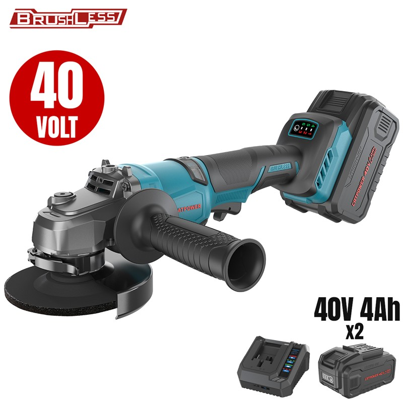 CATPOWER CAT4432 KÖMÜRSÜZ AKÜLÜ AVUÇ TAŞLAMA 150 MM Lİ-İON 40V +( 4.0 ah AKÜ 2 ADET)+(Hızlı Şarj Cihazı)
