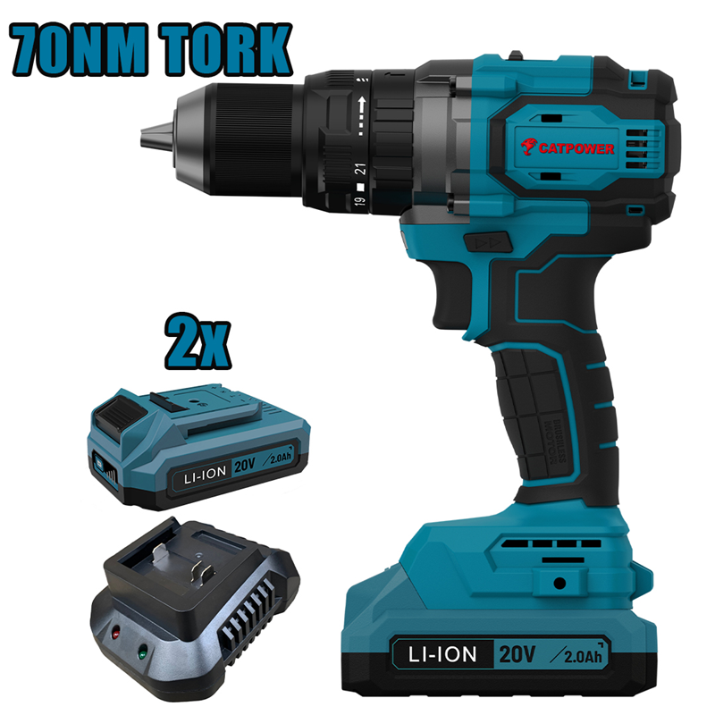 CATPOWER CAT4212 AKÜLÜ DARBELİ VİDALAMA Li-ion 70NM (MAKİNE) KÖMÜRSÜZ 13 MM +( 2.0 ah AKÜ 2 ADET)+(Hızlı Şarj Cihazı)