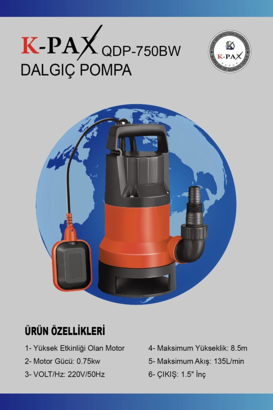 K-PAX QDP-750BW 750 WATT DALGIÇ POMPA
