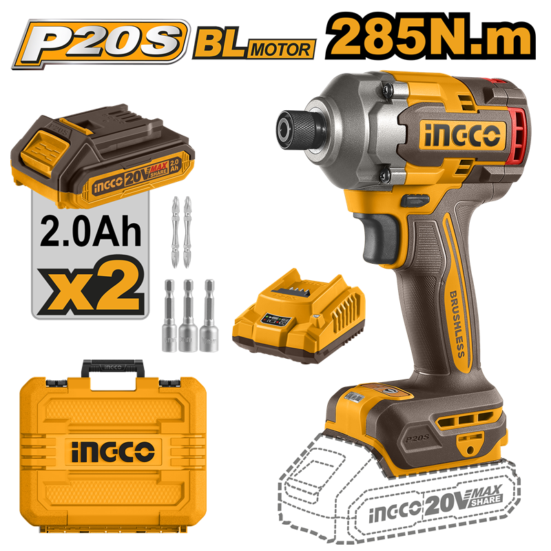 INGCO ING-CIRLI2028E Lİ-İON AKÜLÜ VİDALAMA KÖMÜRSÜZ 1/4"" 20V 2.0Ah