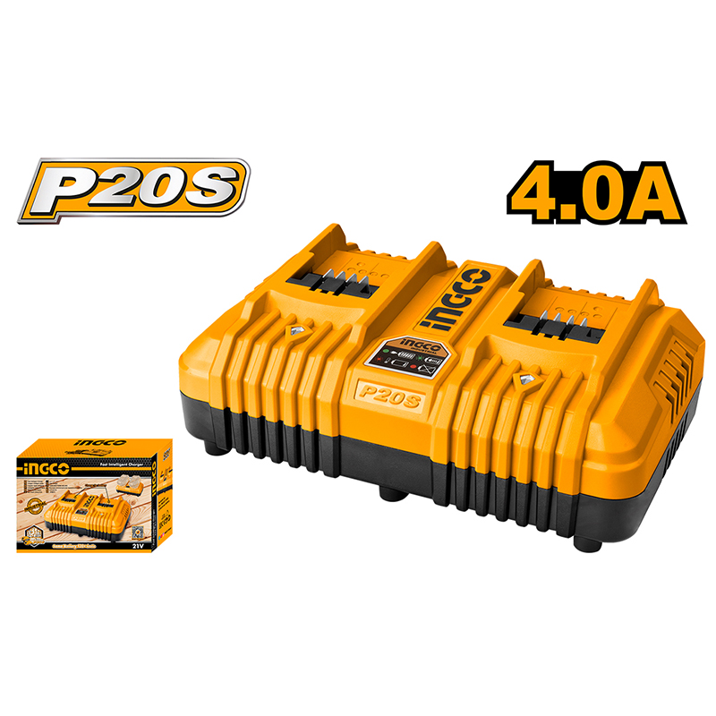INGCO FCLI2034E Hızlı Akıllı Şarj Cihazı 20V 4.0Ah 2 Portlu