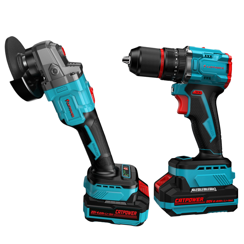 CATPOWER E1030 KÖMÜRSÜZ Li-iON AKÜLÜ 2'Lİ KOMBO SET - MATKAP VE AVUÇ TAŞLAMA 20V 4.0Ah+2.0Ah
