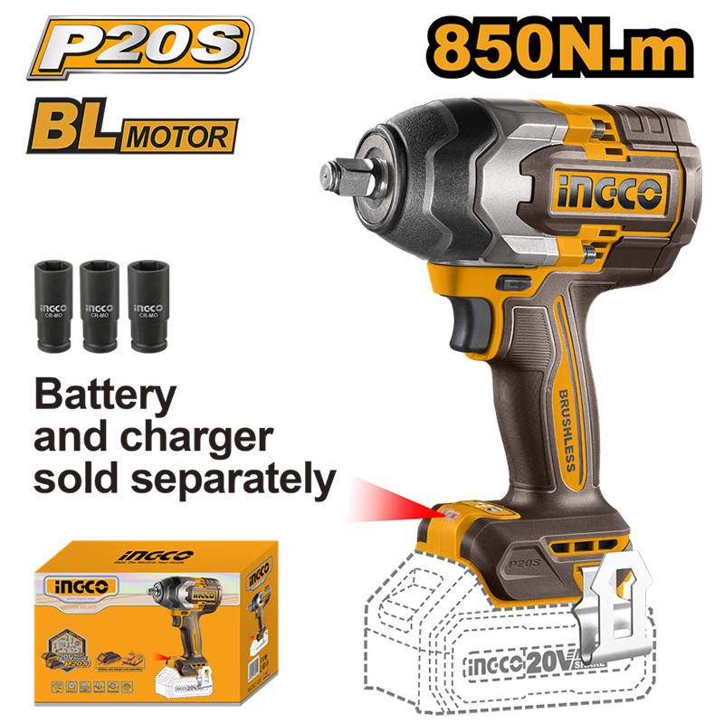 INGCO ING-CIWLI20851 Li-ion Akülü Somun Sıkma 1/2" 20V 4.0Ah