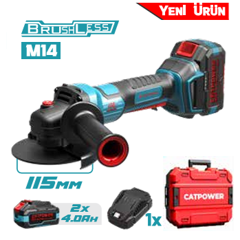 CATPOWER CAT5175 KÖMÜRSÜZ AKÜLÜ AVUÇ TAŞLAMA 115MM Lİ-İON 20V 4.0Ah