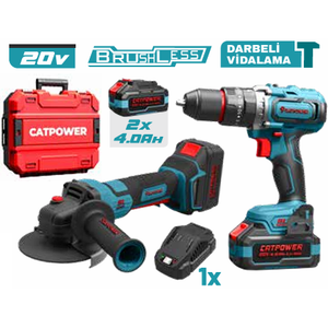 CATPOWER CAT5185 K�M�RS�Z AK�L� SET AVU� TA�LAMA VE DARBEL� V�DALAMA L�-�ON 20V 4.0Ah
