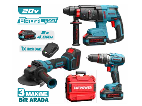 Denizli CATPOWER CAT5170 KÖMÜRSÜZ AKÜLÜ SET AVUÇ TAŞLAMA, DARBELİ