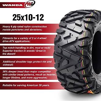 Wanda 25x10.00-12 P350 6PR Atv Arka Lasti�i