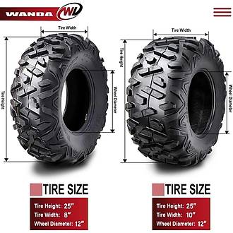 Wanda Set 25x8-12 ve 25x10.00-12 P350 6PR Atv �n Arka Tak�m