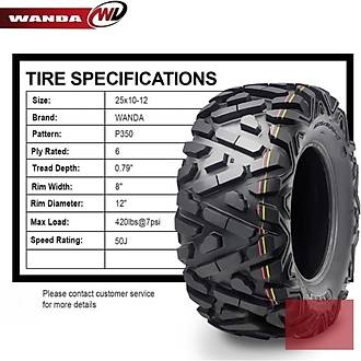 Wanda 25x10.00-12 P350 6PR Atv Arka Lasti�i