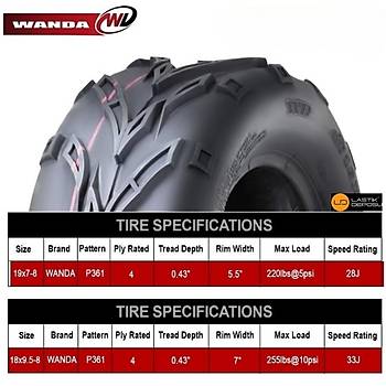 Wanda Set 19x7-8 ve 18x9.5-8 P361 4PR Atv n Arka Takm