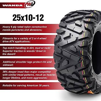 Wanda 25x10.00-12 P350 6PR Atv Arka Lastik