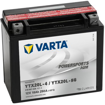 Varta YTX20L-BS 12V18AH Bakmsz AGM Motosiklet Aks