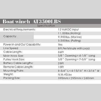 Janlas 3500 lbs Boat Tekne Vinci Uzaktan Kumandal