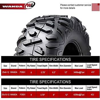 Wanda 25x8.00-12 P350 6PR Atv n Lastik