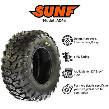 SunF Set 25x8R12 ve 25x10R12 A043 All Trail 6Kat Atv Lastik Takm n-Arka