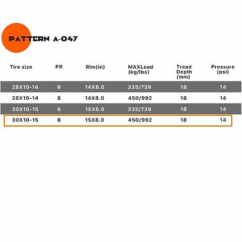 SunF 30x10R15 A047 8PR 4x4 Offroad Lastiği