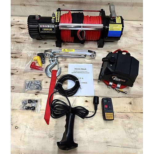 Ford Ranger Janlas Çeki Vinci 12000 LB Sentetik Kırmızı Halat 12V