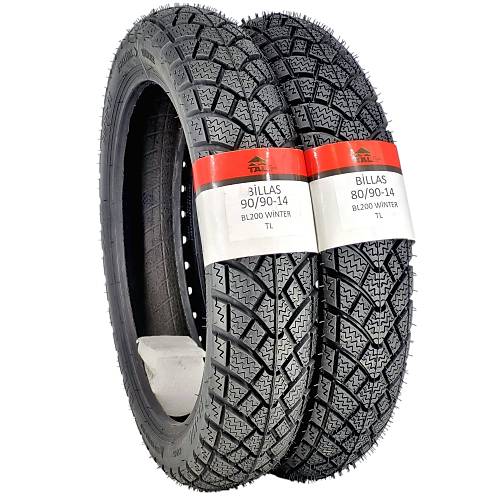 Billas Set 80/90-14 ve 90/90-14 BL200 TL 4PR Motosiklet K�� Lasti�i �n Arka Tak�m