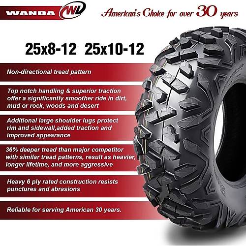 Wanda 25x8.00-12 P350 6PR Atv Ön Lastik
