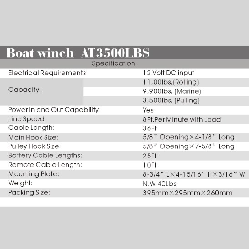 Janlas 3500 lbs Boat Tekne Vinci Uzaktan Kumandalı