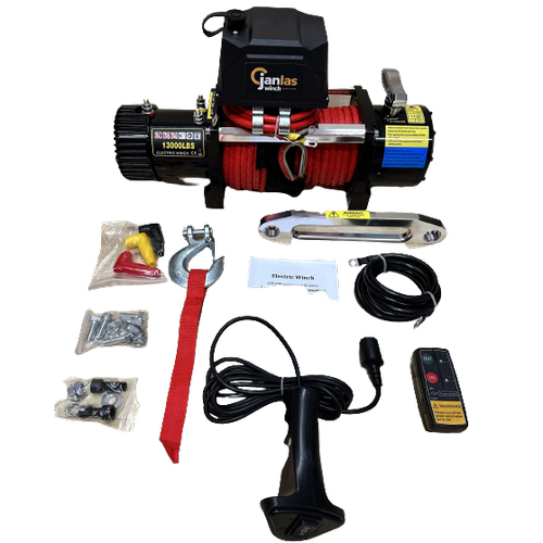 Janlas Isuzu D Max eki Vinci 13000 lbs Sentetik Krmz Halat 12V
