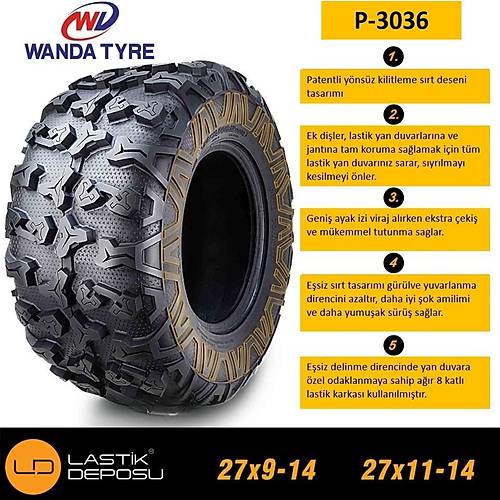 Wanda Set 27x9.00-14 ve 27x11.00-14 P3036 8PR Atv Utv Ön Arka Lastik