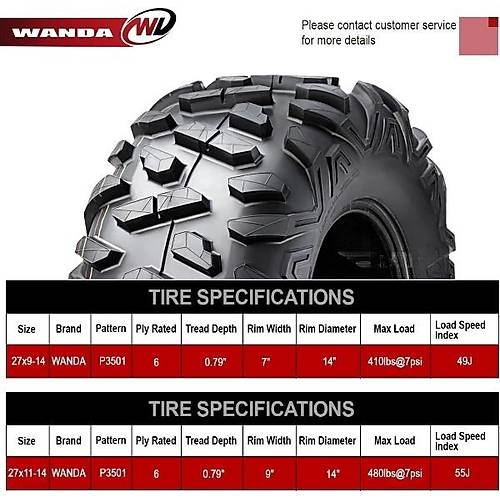Wanda Set 27x9-14 ve 27x11-14 P350 6PR Atv Ön Arka Takım