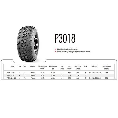 Wanda 22x10-10 P3018 All Trail 4PR Atv Arka Lastik