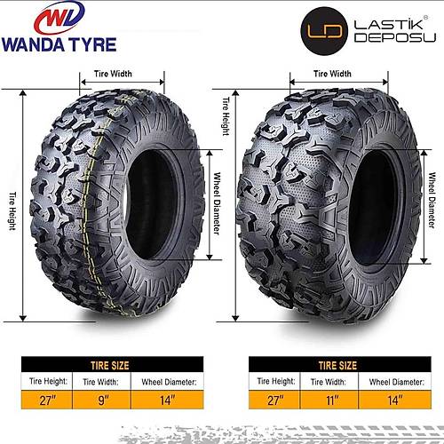 Wanda Set 27x9.00-14 ve 27x11.00-14 P3036 8PR Atv Utv Ön Arka Lastik