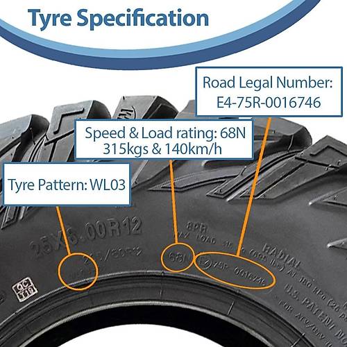 Obor Set 25x8.00R12 ve 25x10.00R12 WL03 Antelope 8PR Atv n Arka Takm Lastii