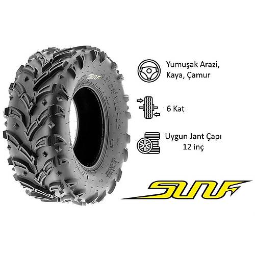 SunF Set 25x8-12 ve 25x10-12 A024 Mud Trail 6Kat Atv Lastik Takımı Ön-Arka