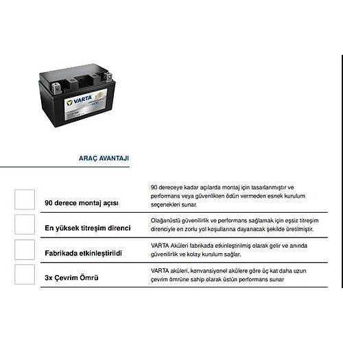 Varta TTZ10S-BS 12V9AH Bak�ms�z AGM (FA) Jel Motosiklet Ak�s�