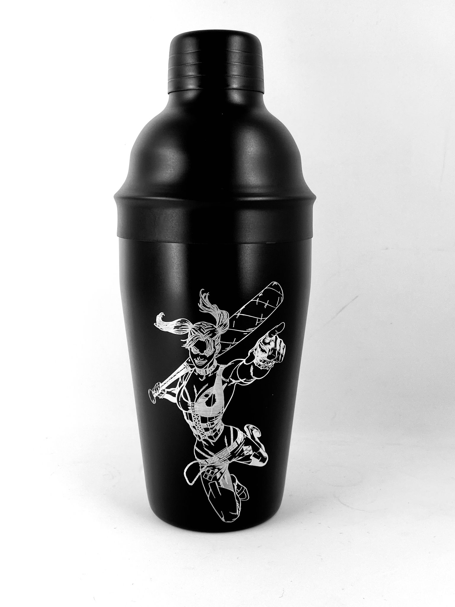 B1 Bar Boss Harley Quinn Tattoo Çelik Kokteyl Shaker Siyah