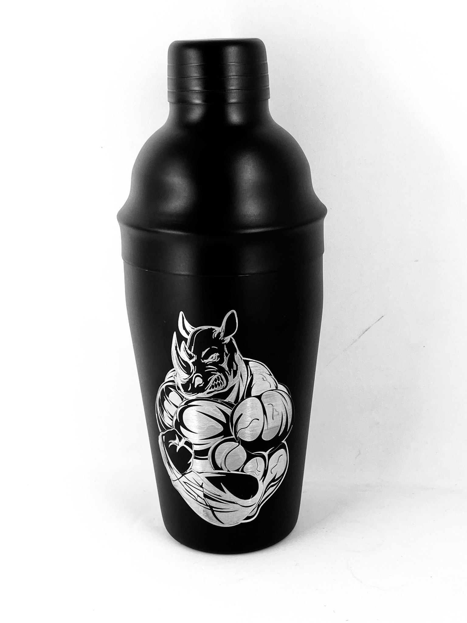 B4 Bar Boss Rhino Tattoo Çelik Kokteyl Shaker Siyah