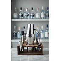 (6) Profesyonel Kokteyl Haz�rlama Seti - Ah�ap Standl� 12 Par�a Boston Shaker