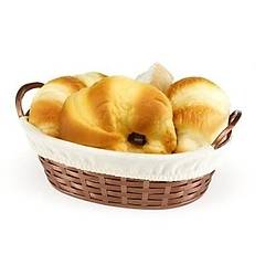 Bora Plastik Has�r Desenli Bez Kaplamal� Ekmek Sepeti Oval