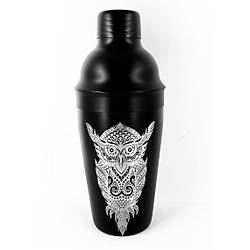 B3 Bar Boss Owl Tattoo �elik Kokteyl Shaker Siyah