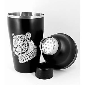 B1 Bar Boss Tiger Tattoo �elik Kokteyl Shaker Siyah