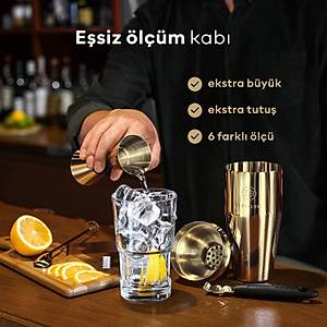 Lks Kokteyl Shaker Seti, Hediye Kutusu, Saklama antas Ve Tarif Kitab - Altn